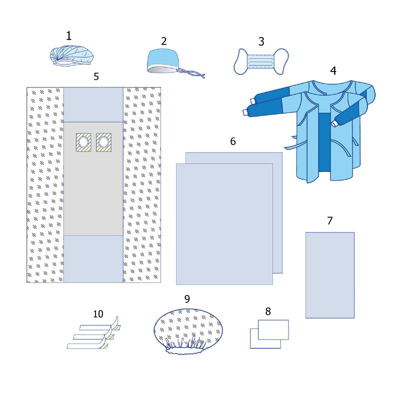 Комплект одягу та покриттів операційних для кардіологічних операцій коронарографія №1 Taipan-Pharm стерильний